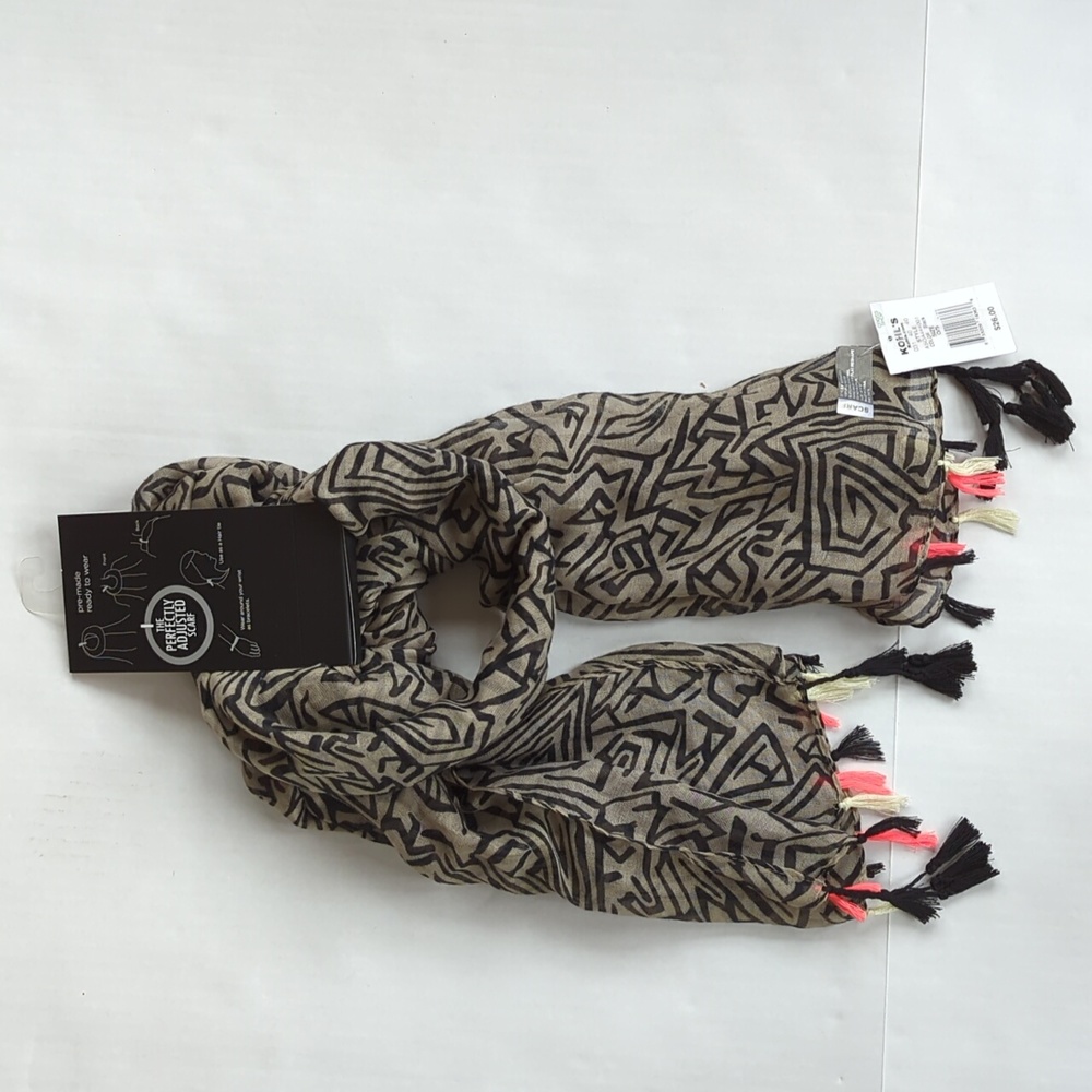 NEW The Perfectly Adjusted Scarf Tassel Pre-Made Ready to Wear Black